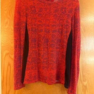 Narciso Rodriguez Red and Black Patterned Long Sleeve Top